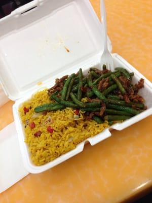 Beef and String Beans, w/ Pork Fried Rice.