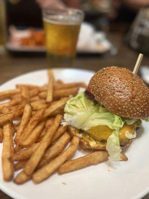 Classic cheeseburger and fries