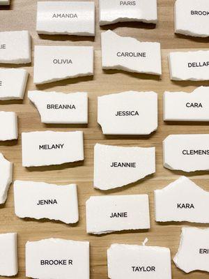 Printed stone place cards for corporate event