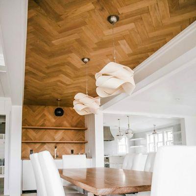 We don't just do your floors! These wood accent walls + ceilings add such a trendy, dreamy look to your space.. Let's make it happen!