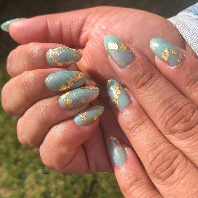 beautiful and healthy sns powder dipped nails at PROSE Nail salon in Florham Park.