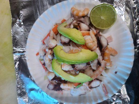 Tostadas camarón y pulpo