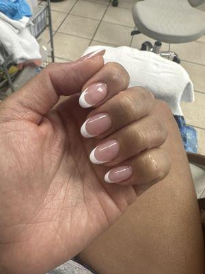 Almond french tips by Tiffany