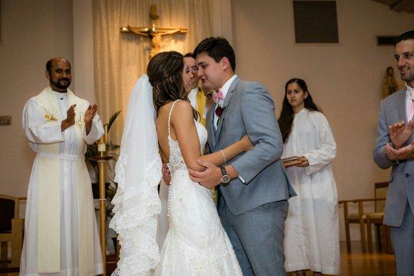 We made the beautiful bride's veil out of her mother's wedding dress! Her mother was in tears when she first saw it!