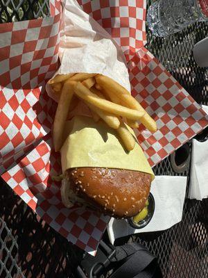 Burger and fries