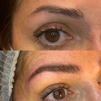 Before and after microblading