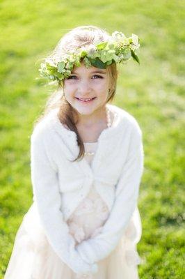 Super fun flower girl in a flower crown at a Ritz Carlton Santa Barbara wedding.