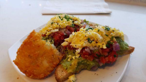 Amazing bruschetta... avocado, pico de gallo and hard boiled eggs