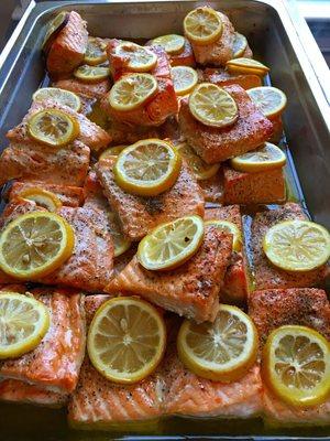 Catering at its best! Grilled Salmon with lemon glaze :-)