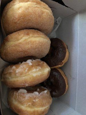 Half dozen - 2 glazed, 2 cinnamon sugar, 2 cake donuts