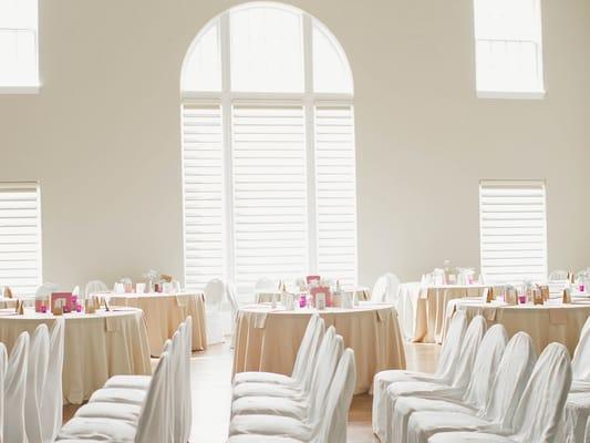 After the ceremony, tables and chairs were re-arranged for dinner reception and dance floor.