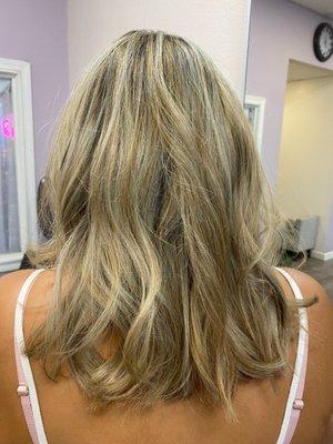 Icy blonde highlights and a hair cut