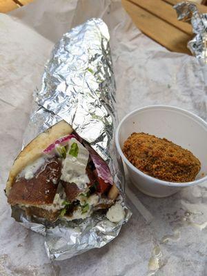 Super lamb gyro and a falafel ball ($14)