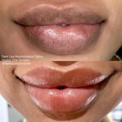 Dark Lips Correction - Dark Lips Neutralization Tattoo - Lip Blushing - Best Permanent Makeup - Dark Lips Lightening - Text 917-714-9147