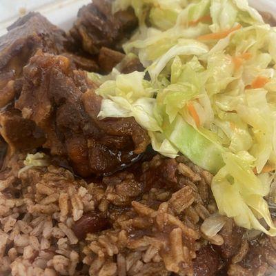 Rice & Peas and Cabbage was tasty.