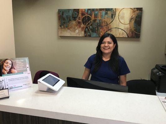 Our lovely receptionist, Judy, ready to greet you