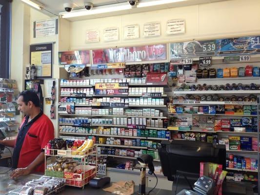 Cigarettes & smoking products behind the counter