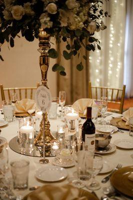 Centerpiece with vase and candles