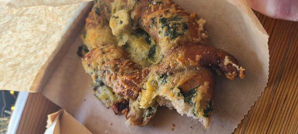 Spinach and artichoke pretzel