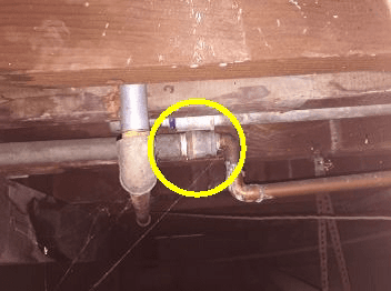 Incorrect installation missing dielectric union. (dissimilar metals)