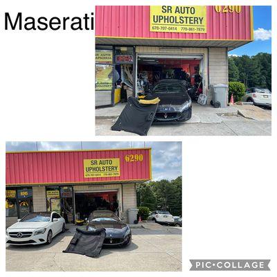 Maserati suede headliner before and after