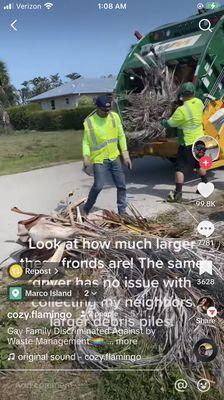 Driver Picked up large amounts of bulky shrubs from a heterosexual household.