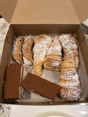 Cannolis, tiramisu, and lobster tails!