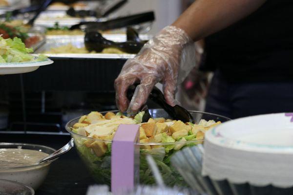 Serving all salads from chef salad to mixed greens with fruit. Let us know and we'll satisfy your needs.