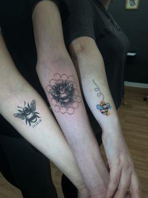 Themed Bee tattoos.