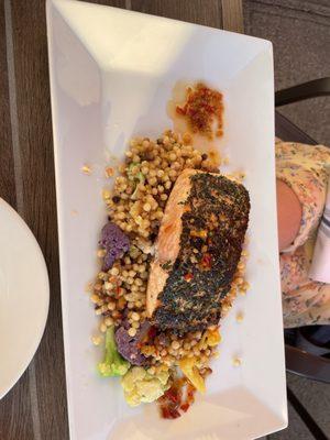 Salmon entree w. Cous cous and cauliflower