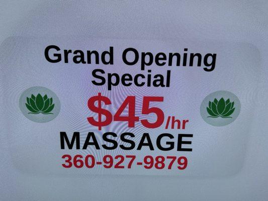 For $45 you get one hour full body massage head to toe, much much more than that, the massage is fantastically good.