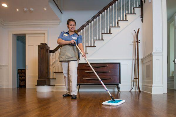 Clean mops at every home avoids cross-contamination.  Damp mopping on wood floors - keeps them beautiful