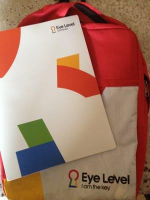 Every kid gets their own backpack and folder to keep their Eye Level work separate from regular school work.