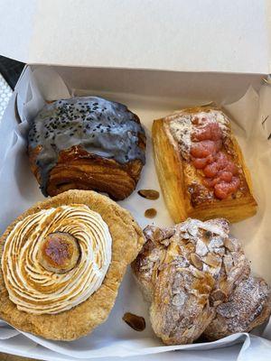 Almond croissant, banana cream pie, guava danish and black sesame mochicro 12/23/24