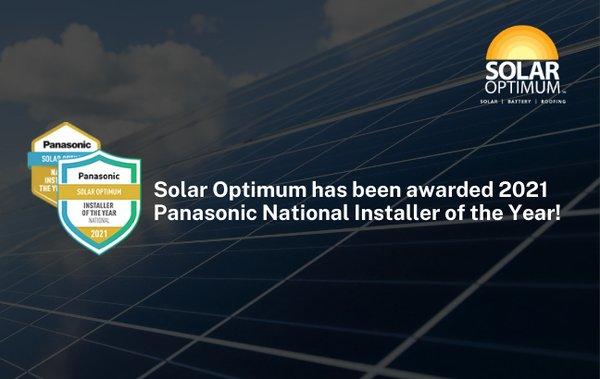 Solar Optimum has been awarded 2021 Panasonic National Installer of the Year!