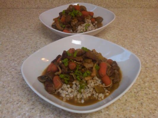 winter warmer beef with barley.. complex carbs with lots of goodness