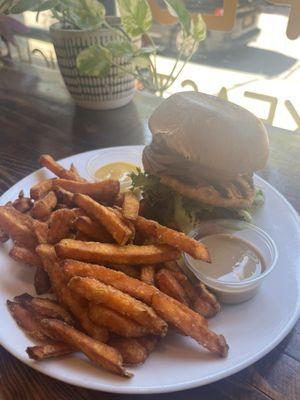 I Am Best - Wild Salmon Burger Sweet Potato Fries