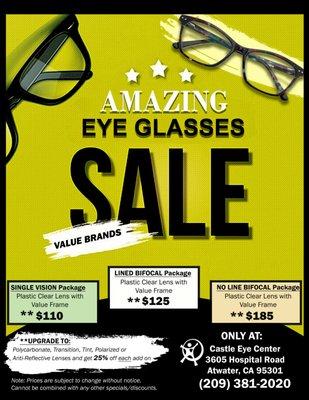 Take advantage of our great sale at Castle Eye Center!