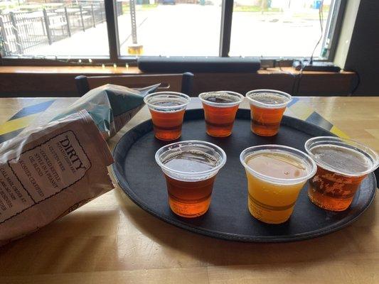 Beer Flight and chips