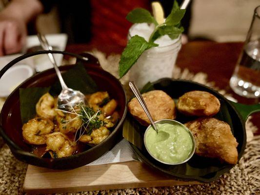 Garlic shrimp and croquette apps