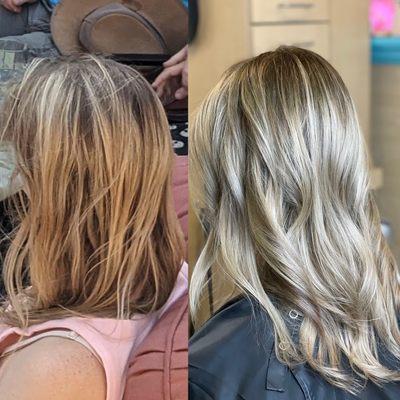 Before/After blonde highlights