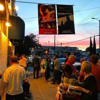 Gathering outside before the show.