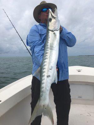 Caught a nice barracuda. He certainly tried to break the line on the structure, but we kept him from doing that.