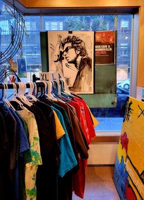 Brightly colored T-shirt rack