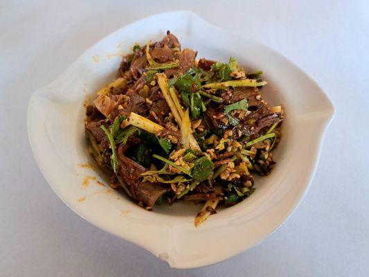 Spicy Beef Combo cold plate, a Chinese specialty appetizer. No honeycomb in mine, but that means more beef.