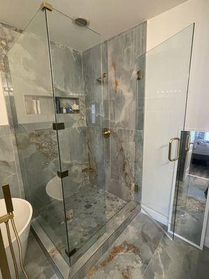 Shower door glass install