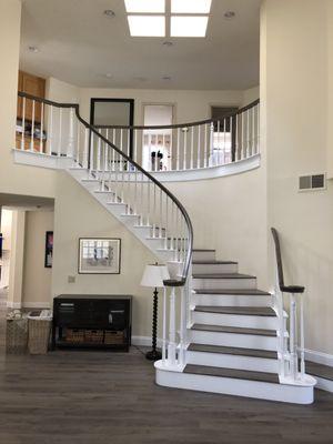 After 
 Luxury Vinyl installed with Flush stair nosing