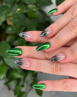 Metallic chrome with black ombré