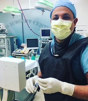 The founding physician Dr. Shawn Roofian here at the Beverly Hills location prepping for a procedure