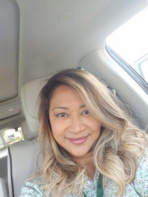 No filter! Bayalage Blonde with my dark complexion and I love it!